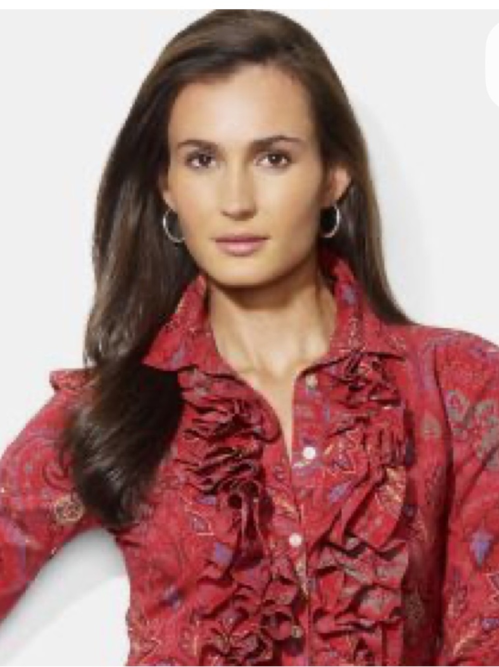 Lauren Jeans co by Ralph Lauren Red Paisley Ruffle Top - Y2K